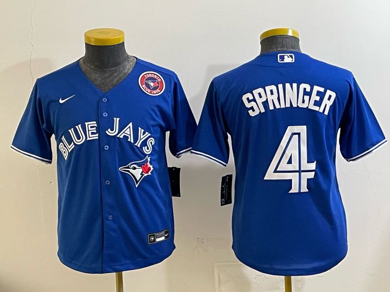 Youth 2025 Toronto Blue Jays #4 Springer blue Game Nike MLB Jersey style 05->youth mlb jersey->Youth Jersey